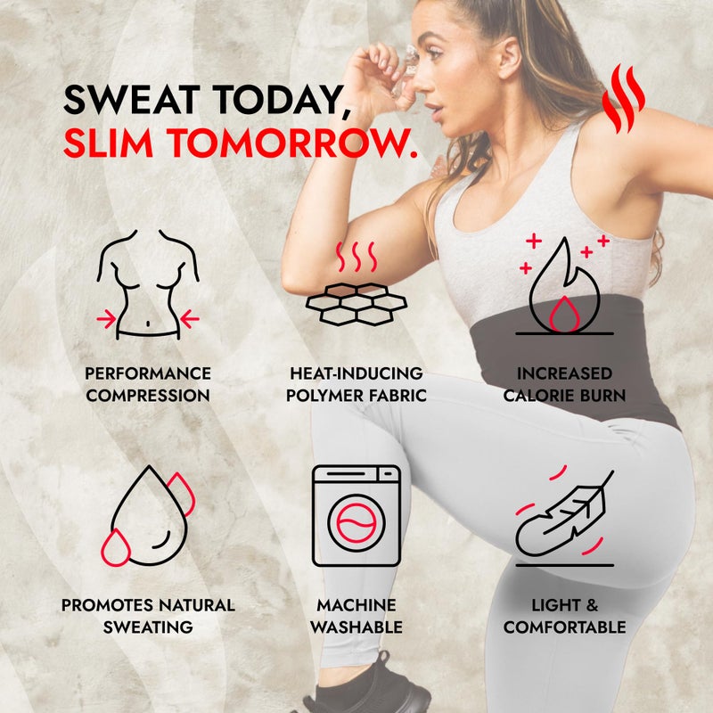 Sweat Shaper Waist Trimmer for Women, Waist Trainer Sauna Belt, Neoprene-Free Waist Cincher, Sauna Slimming Belt (Black, X-Large) - Image 3